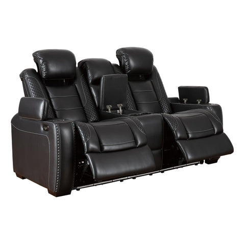  Signature Design by Ashley Party Time 3700318C Power Reclining Loveseat w/ Console and ADJ Headrest IMAGE 2