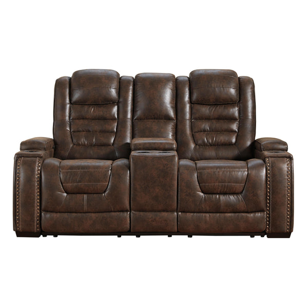 Signature Design by Ashley Game Zone Power Reclining Leather Look Loveseat with Console 3850118C IMAGE 1