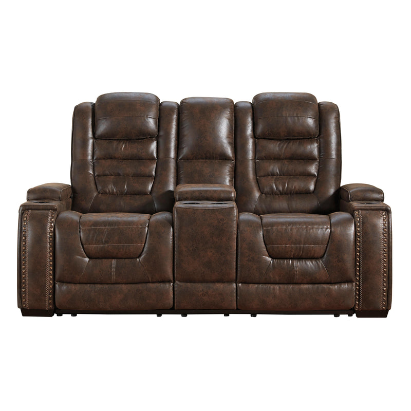 Signature Design by Ashley Game Zone Power Reclining Leather Look Loveseat with Console 3850118C IMAGE 1