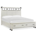 Magnussen Harper Springs B5321-58A Queen Panel Storage Bed with Metal/Wood Headboard IMAGE 1