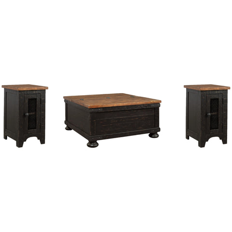  Signature Design by Ashley Valebeck T468T1 Coffee Table and 2 Chairside End Tables IMAGE 1