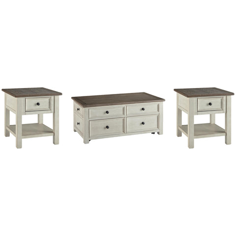  Signature Design by Ashley Bolanburg T637T3 Coffee Table and 2 End Tables IMAGE 1