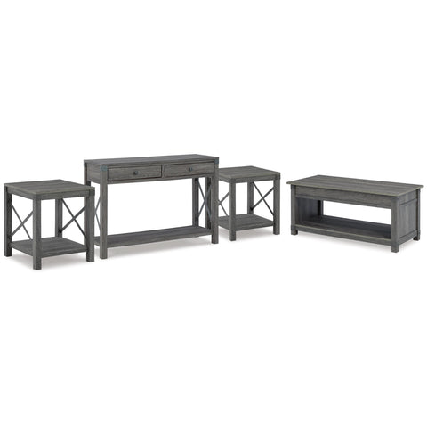  Signature Design by Ashley Freedan T175T2 Lift-top Coffee Table, 2 End Tables and Console IMAGE 1
