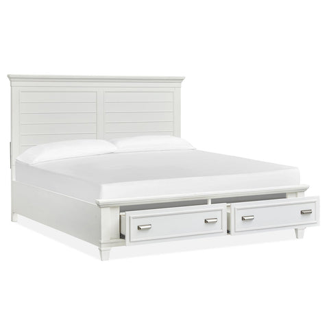  Magnussen Charleston B5611-55WH Queen Panel Storage Bed - White IMAGE 2