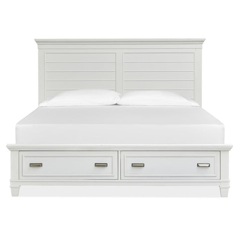  Magnussen Charleston B5611-55WH Queen Panel Storage Bed - White IMAGE 3