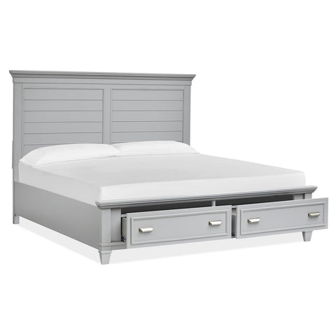  Magnussen Charleston B5611-55GY Queen Panel Storage Bed - Grey IMAGE 2