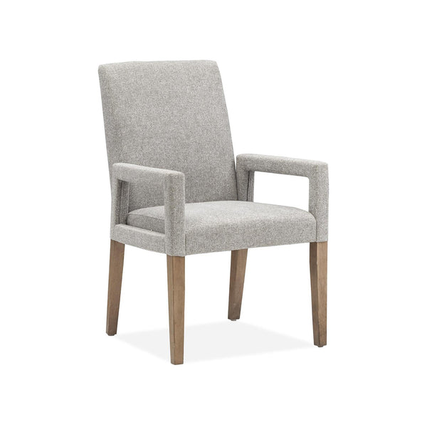 Magnussen Lindon D5570-73G Dining Arm Chair with Grey Upholstered Seat & Back IMAGE 1