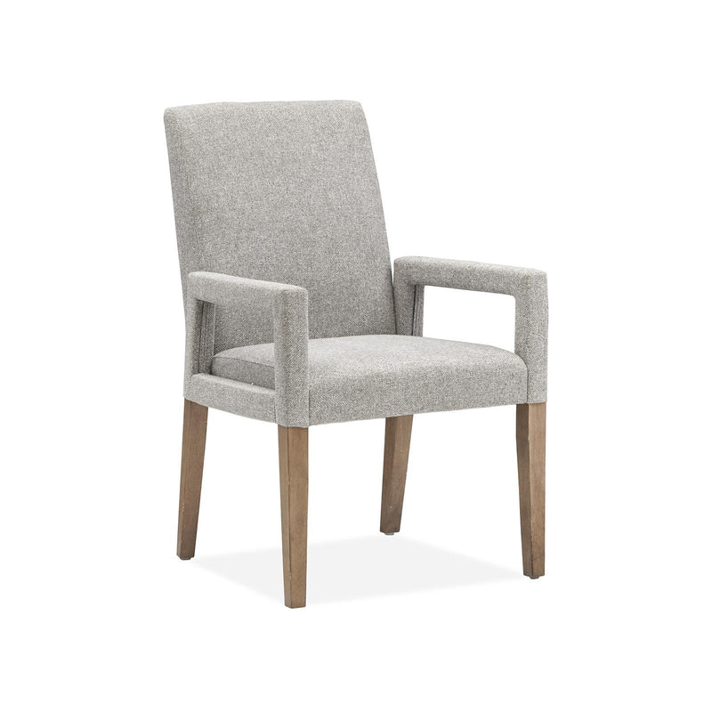 Magnussen Lindon D5570-73G Dining Arm Chair with Grey Upholstered Seat & Back IMAGE 1