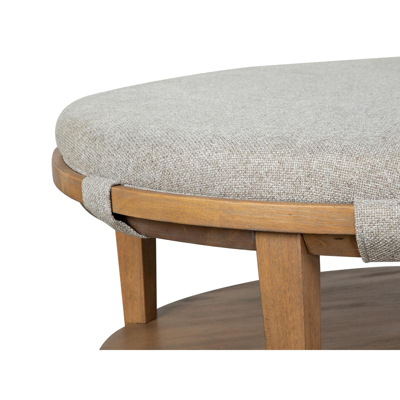Magnussen Lindon T5570-45G Round Cocktail Table with Grey Upholstered Top Casters IMAGE 3
