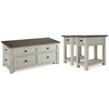  Signature Design by Ashley Bolanburg T637T6 Coffee Table and 2 End Tables IMAGE 1