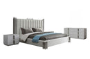 Modern White Bed + Stainless Steel 4-Piece Bedroom Set