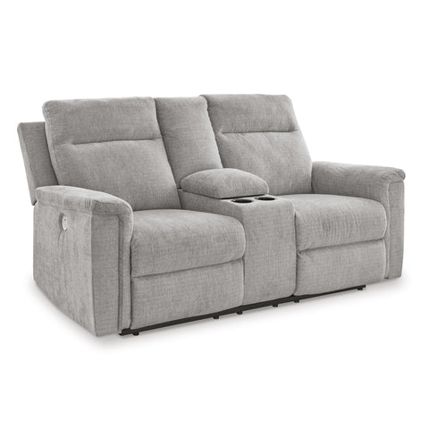  Signature Design by Ashley Barnsana 3320196C Double Reclining Power Loveseat with Console IMAGE 1