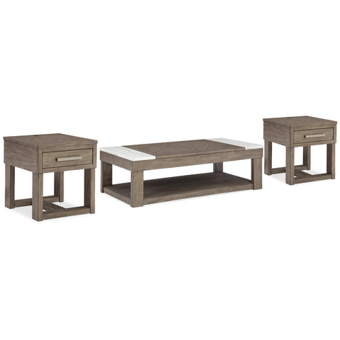  Signature Design by Ashley Loyaska T854T1 Lift-top Coffee Table and 2 End Tables IMAGE 1