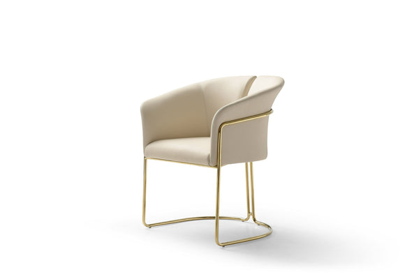 Elegant Cream Upholstered Lounge Chair with Gold Frame