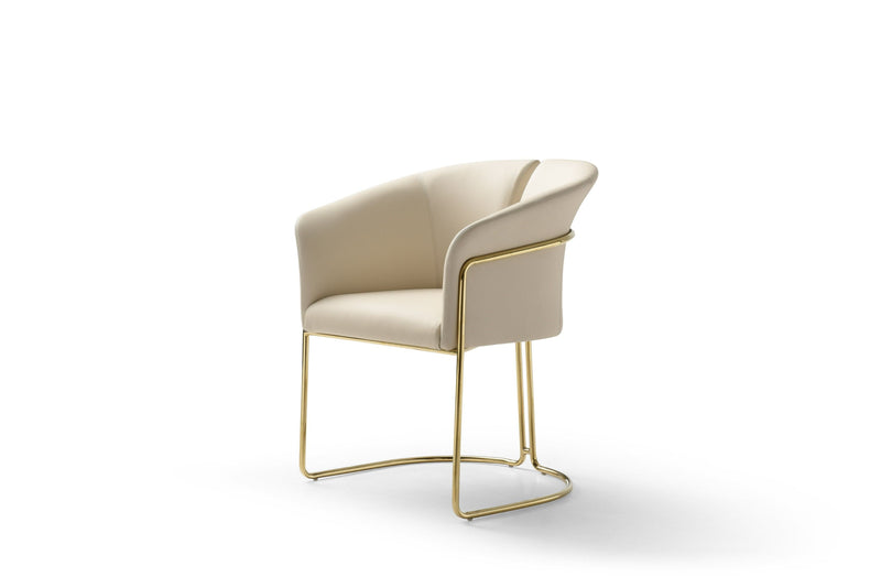 Elegant Cream Upholstered Lounge Chair with Gold Frame