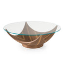 Walnut Round Coffee Table with Tempered Glass Top
