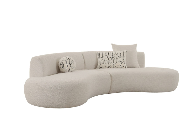 Modern Off-White Fabric Curved Sectional