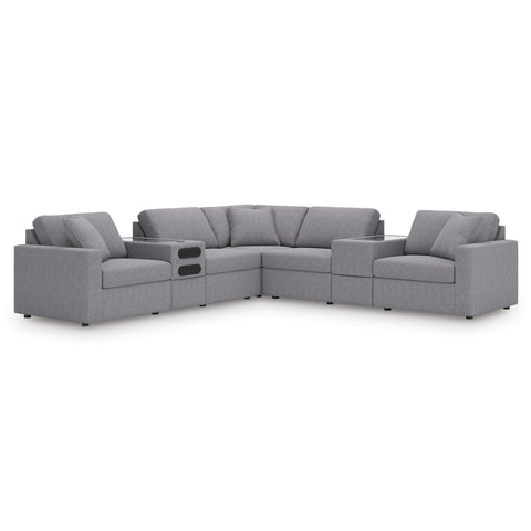  Signature Design by Ashley Modmax 92104S69 7 pc Balanced Sectional with Audio and Storage Consoles IMAGE 1