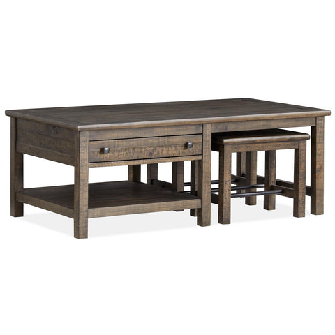  Magnussen Smithton T5537-43 Rectangular Cocktail Table with 2 Stools IMAGE 11