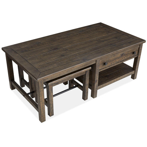  Magnussen Smithton T5537-43 Rectangular Cocktail Table with 2 Stools IMAGE 4