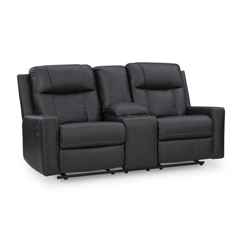  Benchcraft Mackmenville Reclining Leather Look Loveseat with Console 7471394 IMAGE 1