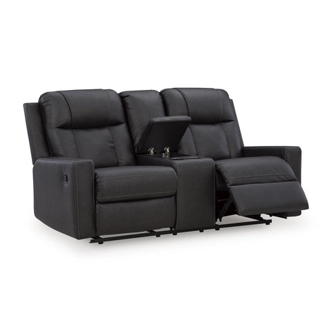  Benchcraft Mackmenville Reclining Leather Look Loveseat with Console 7471394 IMAGE 2