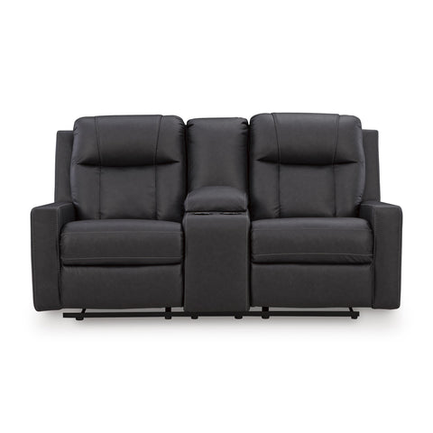  Benchcraft Mackmenville Reclining Leather Look Loveseat with Console 7471394 IMAGE 3