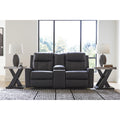  Benchcraft Mackmenville Reclining Leather Look Loveseat with Console 7471394 IMAGE 5
