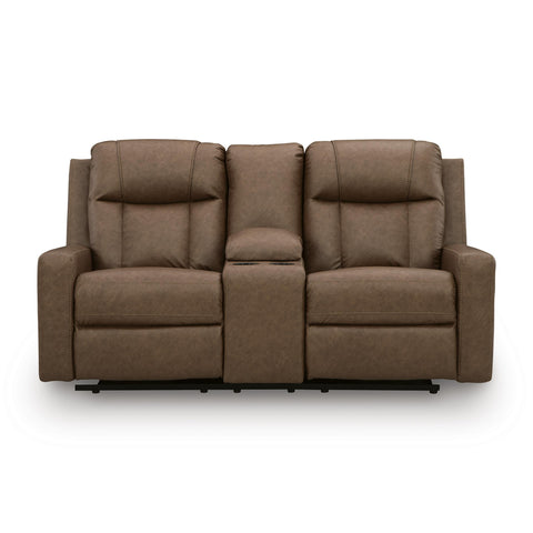  Benchcraft Mackmenville Reclining Leather Look Loveseat with Console 7471494 IMAGE 3