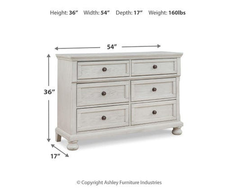 Robbinsdale 6-Drawer Dresser – Antiqued White