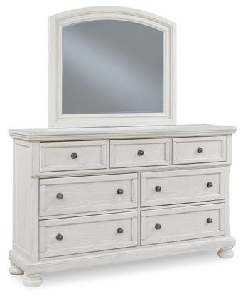 Robbinsdale 2-Piece Master Dresser and Mirror Set – Antiqued White