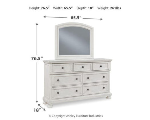 Robbinsdale 2-Piece Master Dresser and Mirror Set – Antiqued White