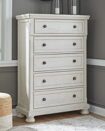Robbinsdale Grand 5-Drawer Tall Chest – Antiqued White