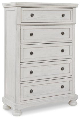 Robbinsdale Grand 5-Drawer Tall Chest – Antiqued White