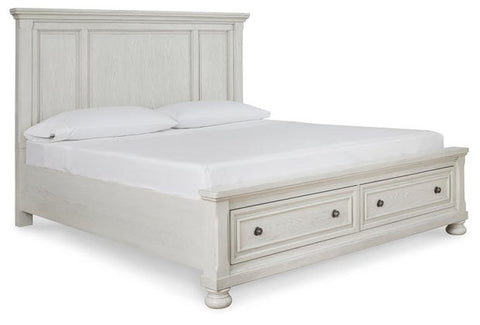 Robbinsdale Queen Panel Storage Bed – Antiqued White