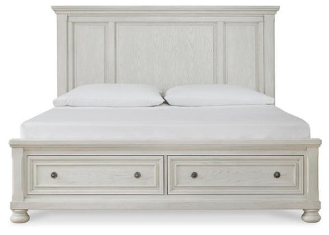Robbinsdale Queen Panel Storage Bed – Antiqued White