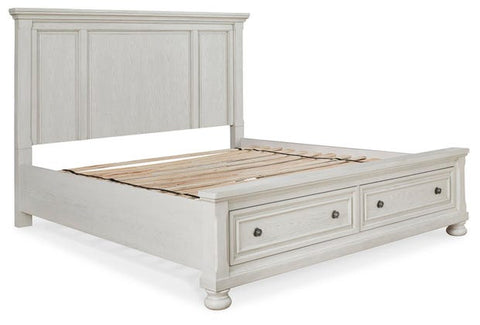 Robbinsdale King Panel Storage Bed – Antiqued White