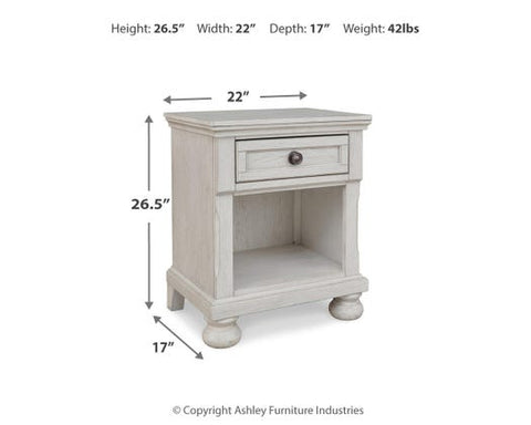 Robbinsdale 1-Drawer Nightstand – Antiqued White