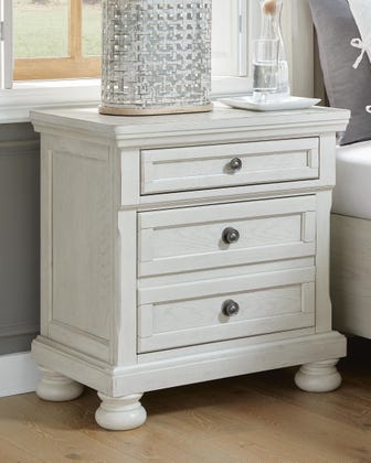 Robbinsdale 2-Drawer Nightstand with Hidden Tray – Antiqued White