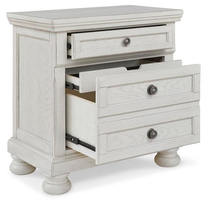 Robbinsdale 2-Drawer Nightstand with Hidden Tray – Antiqued White