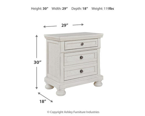 Robbinsdale 2-Drawer Nightstand with Hidden Tray – Antiqued White