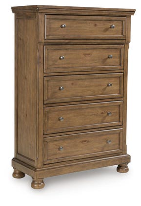 Feddinger Grand 5-Drawer Tall Chest – Medium Brown