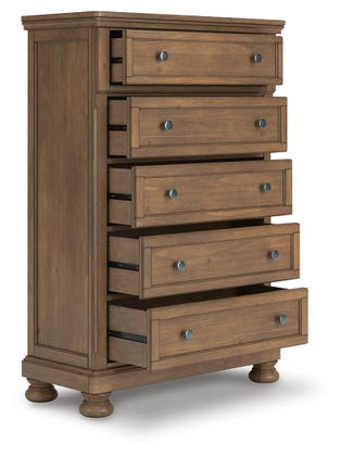 Feddinger Grand 5-Drawer Tall Chest – Medium Brown