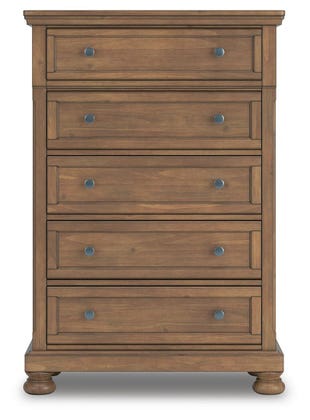 Feddinger Grand 5-Drawer Tall Chest – Medium Brown