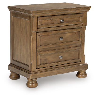 Feddinger 2-Drawer Nightstand with Hidden Tray – Medium Brown