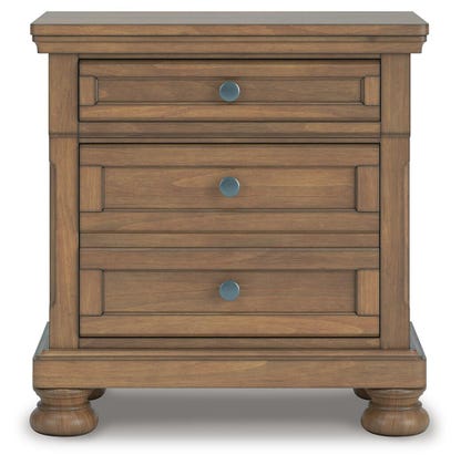 Feddinger 2-Drawer Nightstand with Hidden Tray – Medium Brown