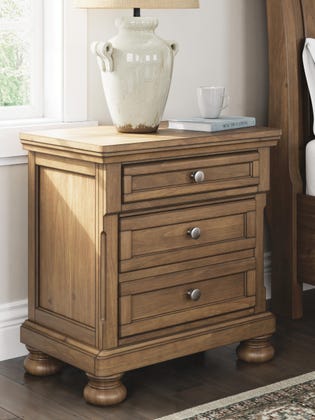 Feddinger 2-Drawer Nightstand with Hidden Tray – Medium Brown