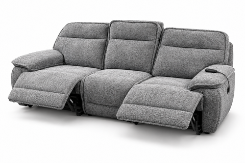 Altari Dual Power Reclining Sofa with Remote Control – Heather Grey