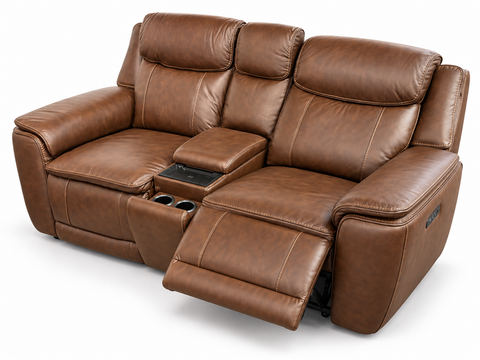 Tuscany Dual Power Reclining Loveseat with Console & Wireless Charging