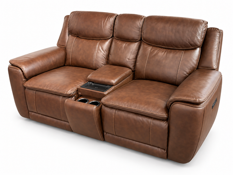 Tuscany Dual Power Reclining Loveseat with Console & Wireless Charging